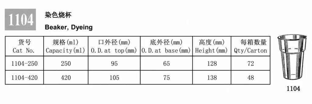 HuaouLabware 1104 dyeing beaker specifications