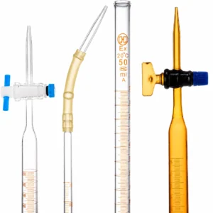 HuaouLabware 1642 glass stopcock and 8642 PTFE stopcock burette variants in clear and amber glass