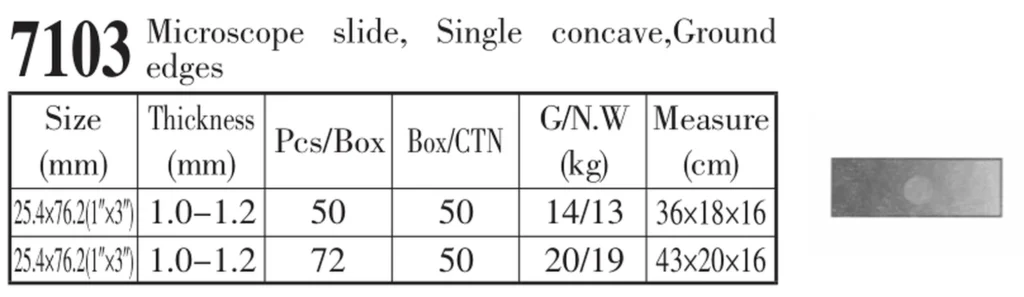 HuaouLabware 7103 single concave microscope slides specifications
