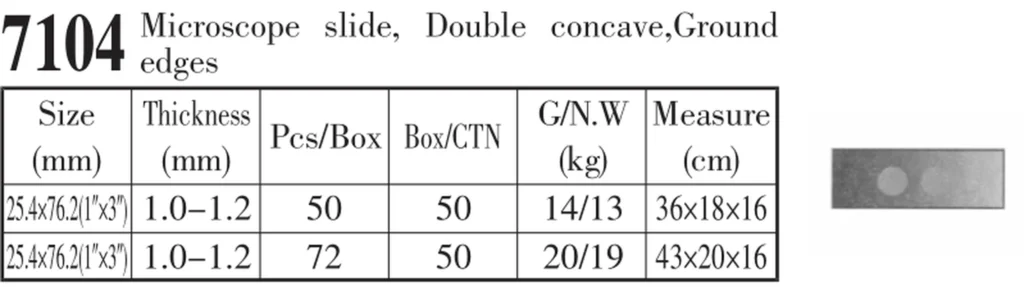 HuaouLabware 7104 double concave microscope slides specifications