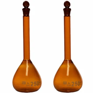 HuaouLabware 1622A amber volumetric flasks with glass stoppers